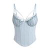 Ruffle Lace Corset Buckle Suspender Vest Spicy Girl Style Lace Flower Camisole  Spring Summer