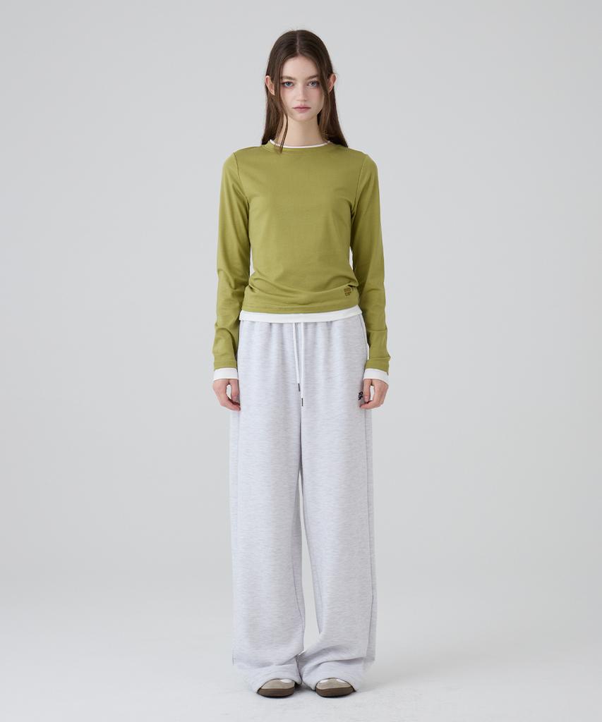 DANGLEDROP Dgdp Square Logo Wide Sweatpants_White Melange