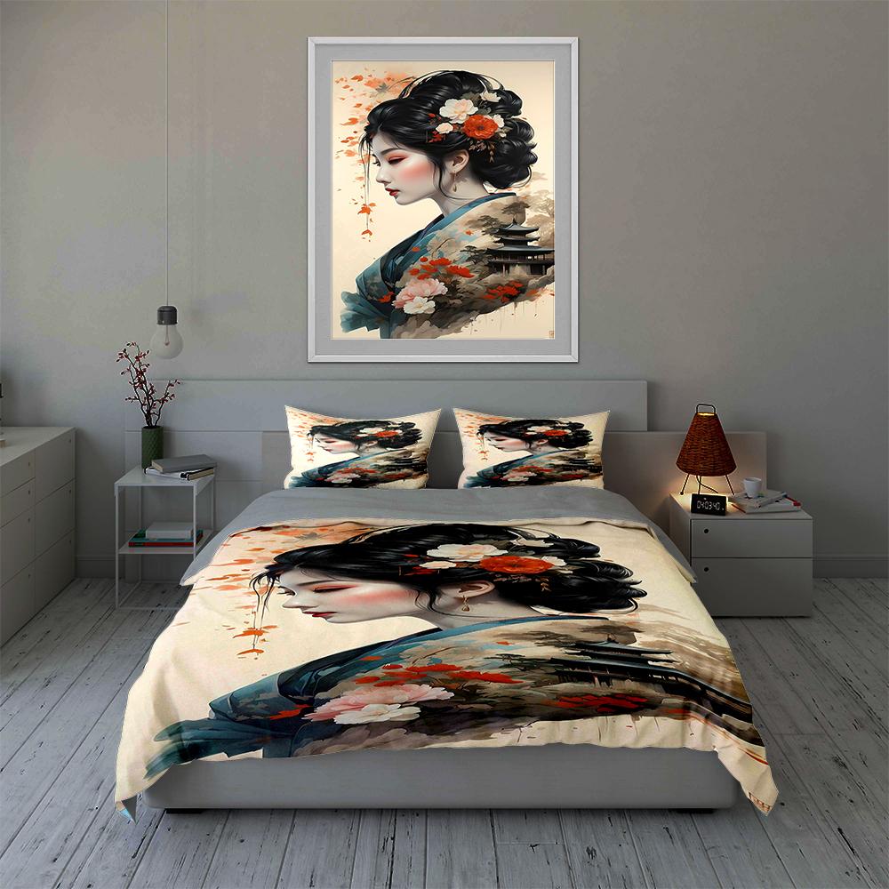 Elegant floral portrait. Bedding Duvet cover sets Duvet covers Pillowcases gifts (1 * Duvet Cover 2 * Pillowcases, without duvet insert)