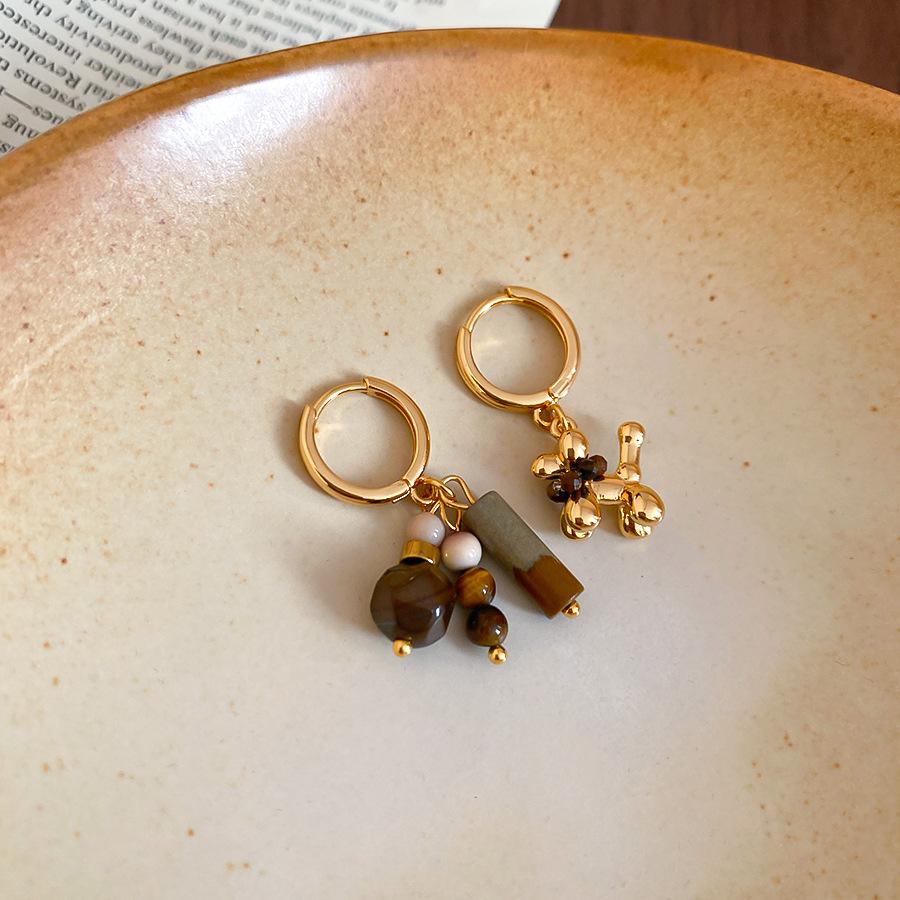 Серьги-пуссеты с бахромой из камня тигровый глаз, майярдный темперамент, серьги в нишевом стиле, женские