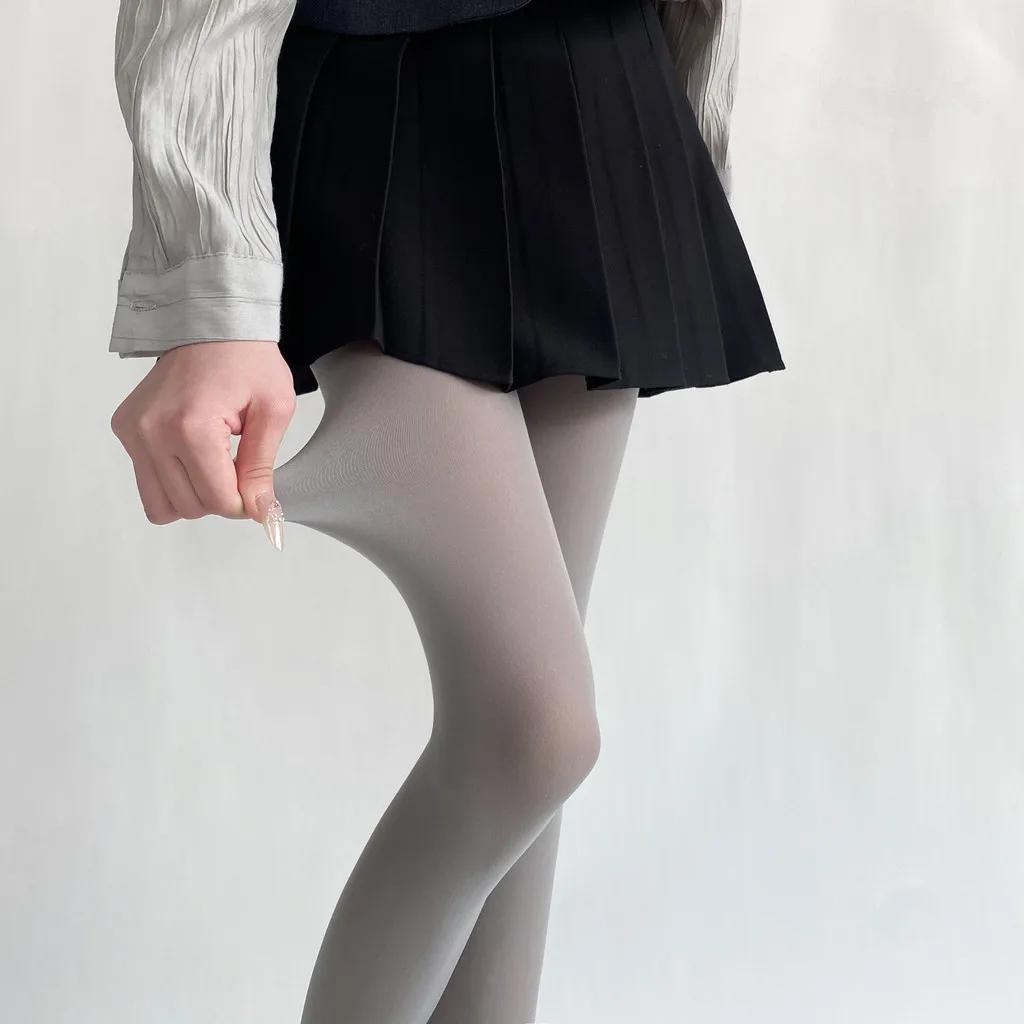 Smoky Grey Hue Tights Women Fashion JK White Silk Matte Finish Comfortable Velvet Bottoming Stockings Soft Nylon Pantyhose