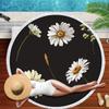 Serviette de plage Marguerites Pompons Ronde Séchage Rapide Extérieur Été Couverture de Mer Tournesol Plante Kawaii Tapis de Plage Tapis de Yoga Pique-nique