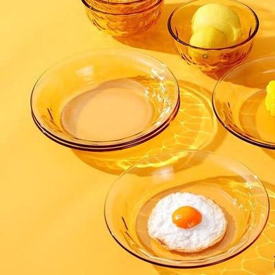 Zhi Shi 8-teiliges minimalistisches bernsteinfarbenes Glas-Geschirrset