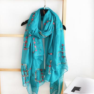Ethnischer Stil Schal Stola Damen Vielseitig Literarisch Retro Bestickt Frühling Herbst Reise Sonnenschutz Übergroß Besticktes Garn