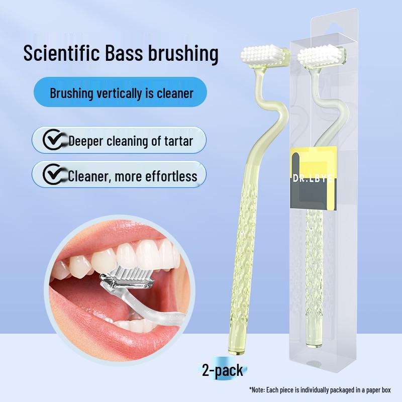 

S-образная вертикальная зубная щетка, семейная упаковка: Мягкая щетина, очистка языка и межзубных промежутков, защита десен для взрослых.