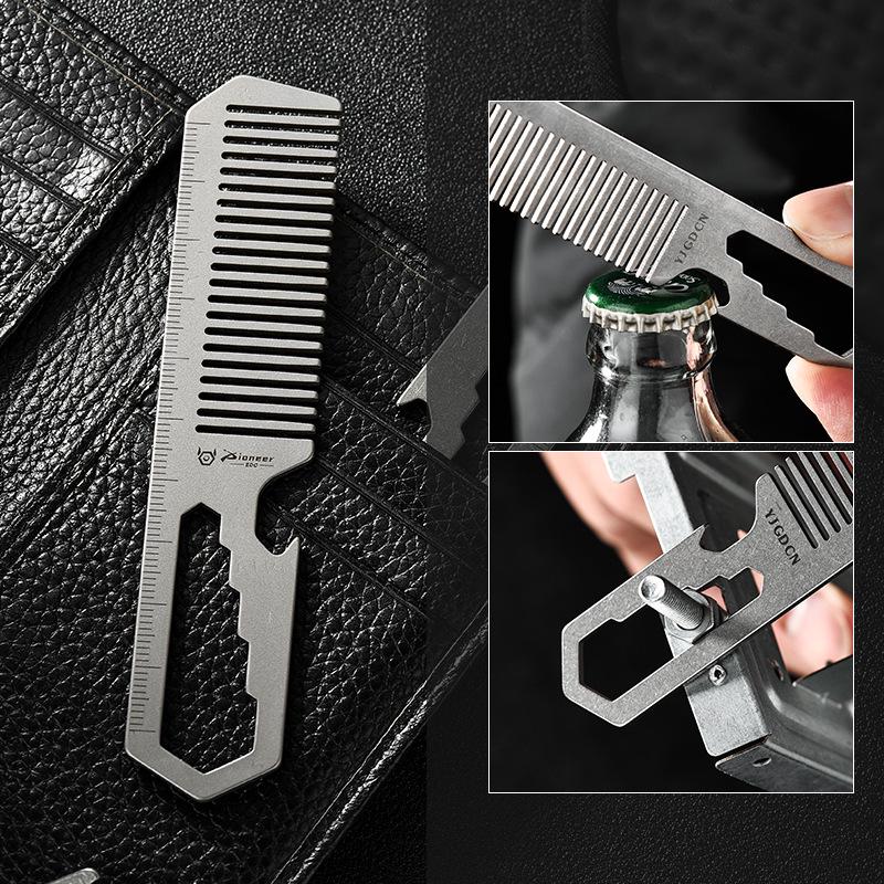 Titanium Alloy Multi-functional Comb & Bottle Opener EDC Tool