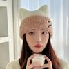Bow Knitted Beanie Hat Keep Warm Winter Knitted Hat Fashion Cat Ears Hat  Streetwear