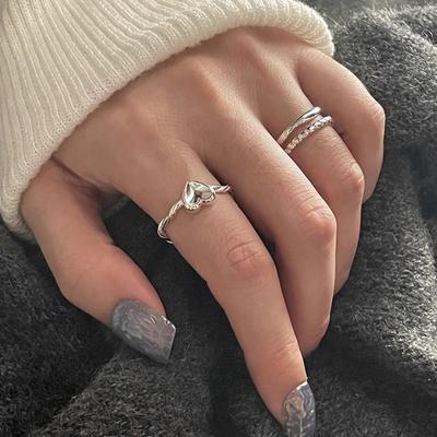 925 Sterling Silver Cute and Careful Temperament Ring Twist Pattern Simple Ins Style Fashion Personalized Ring Tide Jewelry