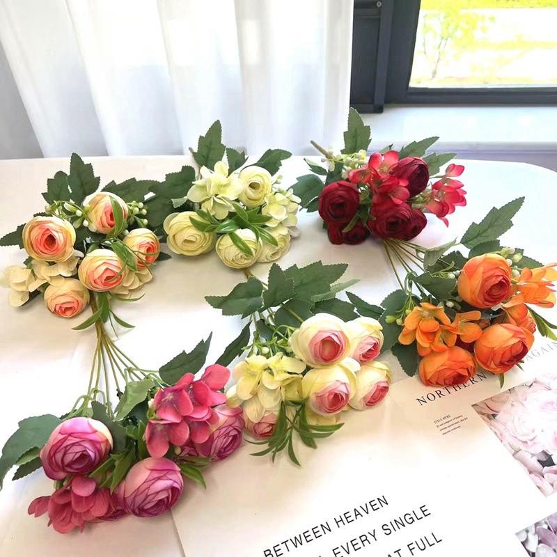 Nordic Rose Spring  Tea Bud Embroidered Ball Small Handle Flower Simulated Flower Silk Flower Wedding Photography Home Decoration Hand-held Flower