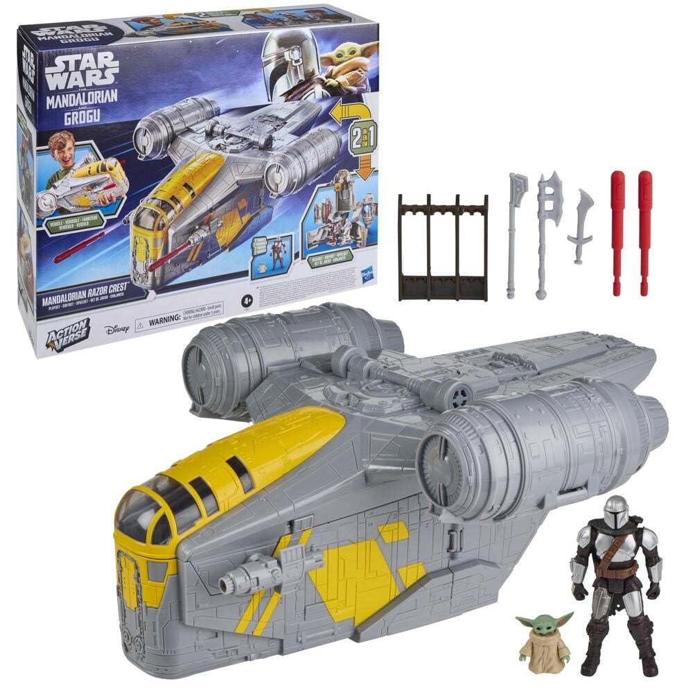 Hasbro STAR WARS Glogoo ActionVerse Pojazd Razor Crest 35cm Mandalorian Glogoo Action Zabawka Unisex dla Wieków G2841 Autentyczny / Zestaw Zabawowy, 2 w 1 &