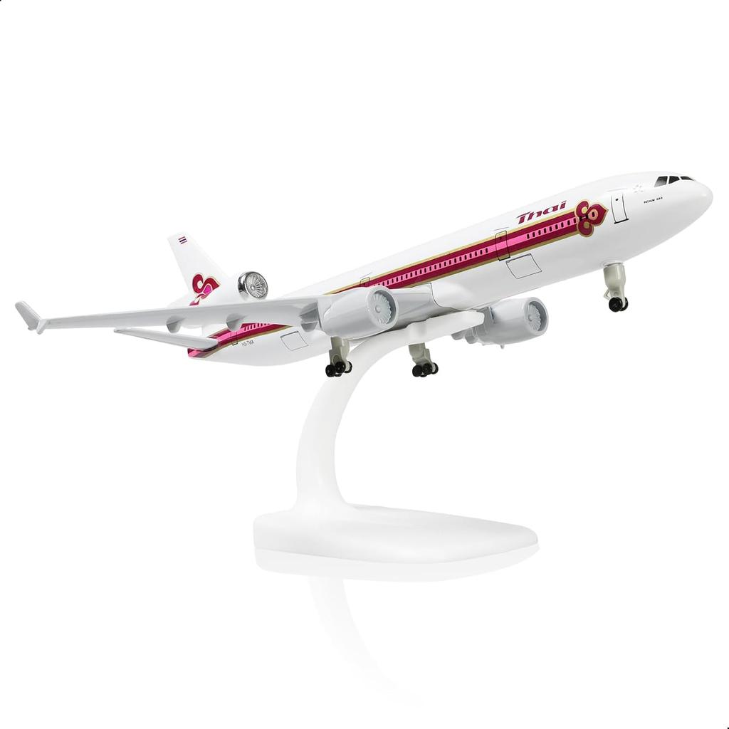 1/400 Scale Thai Airways MD-11 Aircraft 20cm MD11 Metal Alloy Diecast Plane Model Display Collection Aviation Airplanes Decor