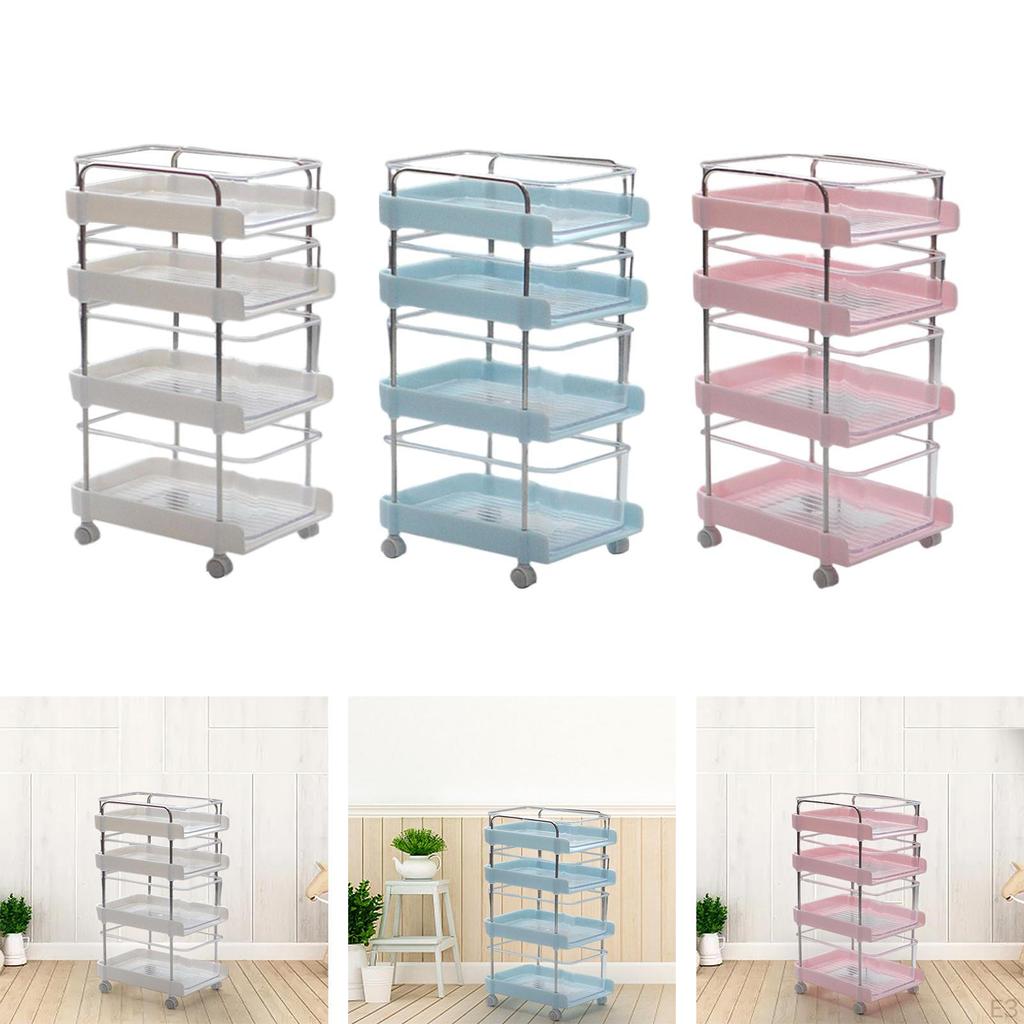 1/6 Dollhouse Miniature Rolling Storage Cart, Organizer Shelf for Accessories