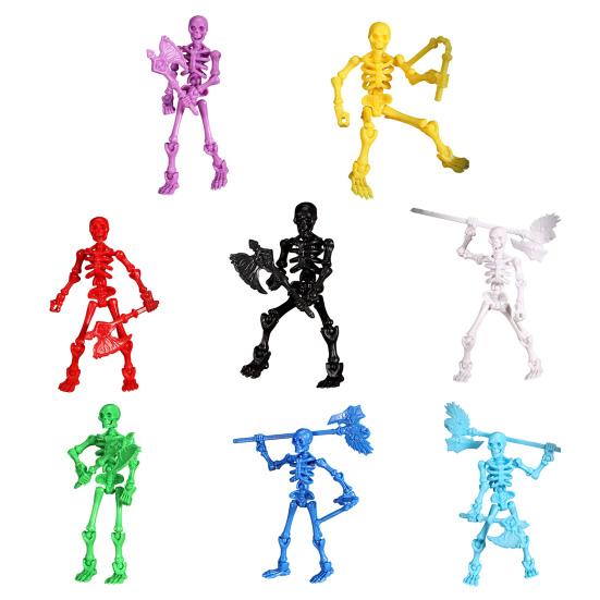 Movable Articulated Human Skeleton Assembly Skeleton Action Figure Collectible Skeleton Figure Wearing Multiple Weapon Sets for Collectors Desktop