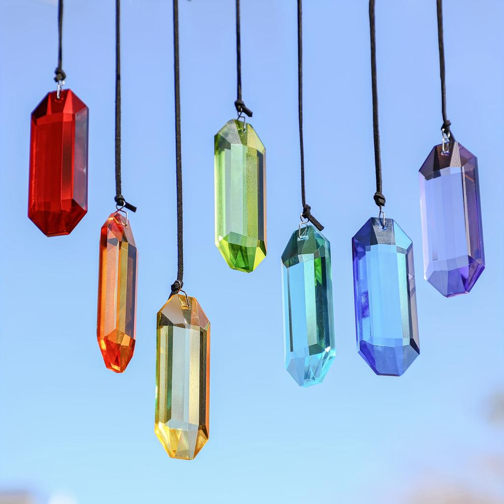 7pcs Crystal Sunlight Catchers Prism Indoor Window Hanging Decoration Rainbow Glass Prism Sunlight Catcher Decor for Home Garden
