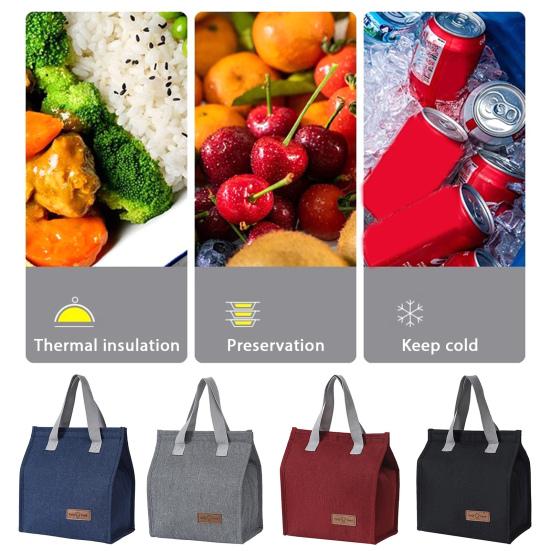Insulated Lunch Bag Oxford Cloth Thermal Lunch Box Storage Bag Aluminum Foil Lining Handbag for Office School Picnic Food Lunch Storage
