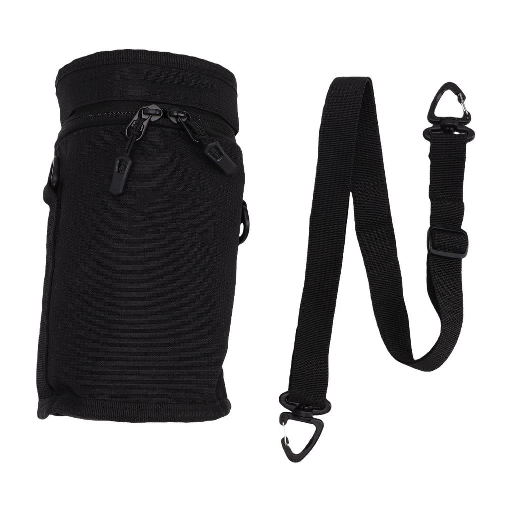 Water Bottle Sleeve 1L Portable Insulated Water Bottle Carrier Bag with Shoulder Strap for Hiking Running Camping Black