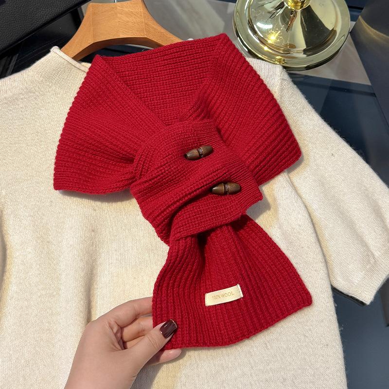 Wool Knitted Winter Scarf For Women Warm Cashmere Scarves Neckchief Solid Lady Shawl Wrap Female Pashmina Bufanda