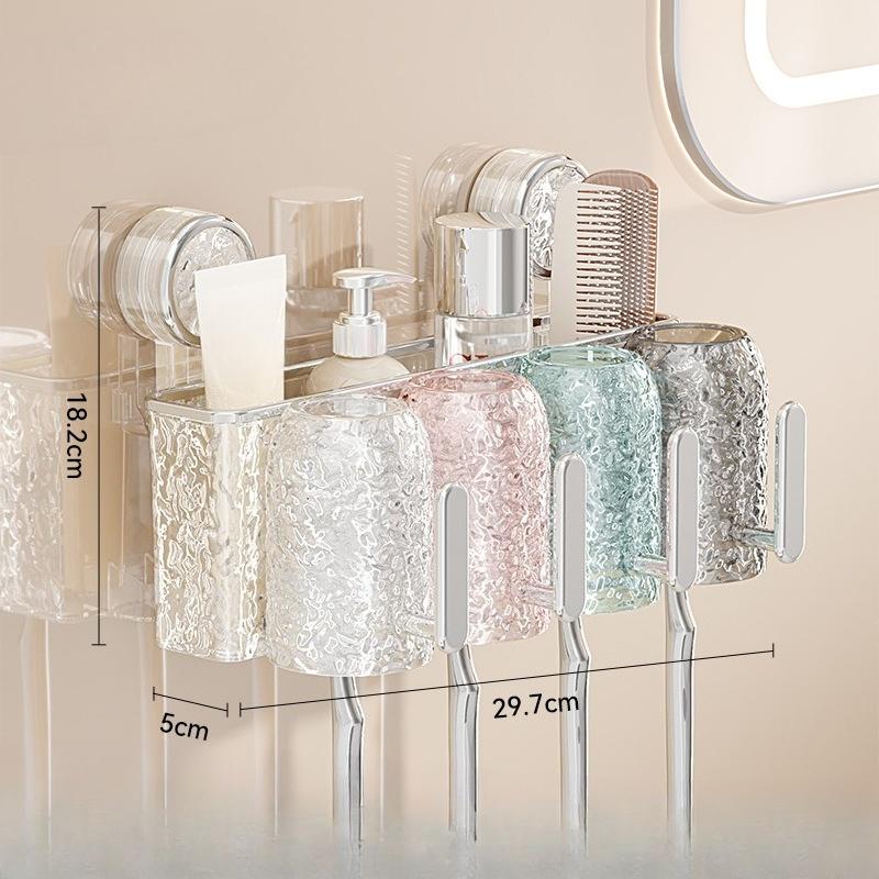 Suction Cup Toothbrush Rack, No Need for Drilling, Bathroom Toothbrush Rack, Wall-mounted Toothbrush Cup Rack, Toothbrush Cup Storage Rack