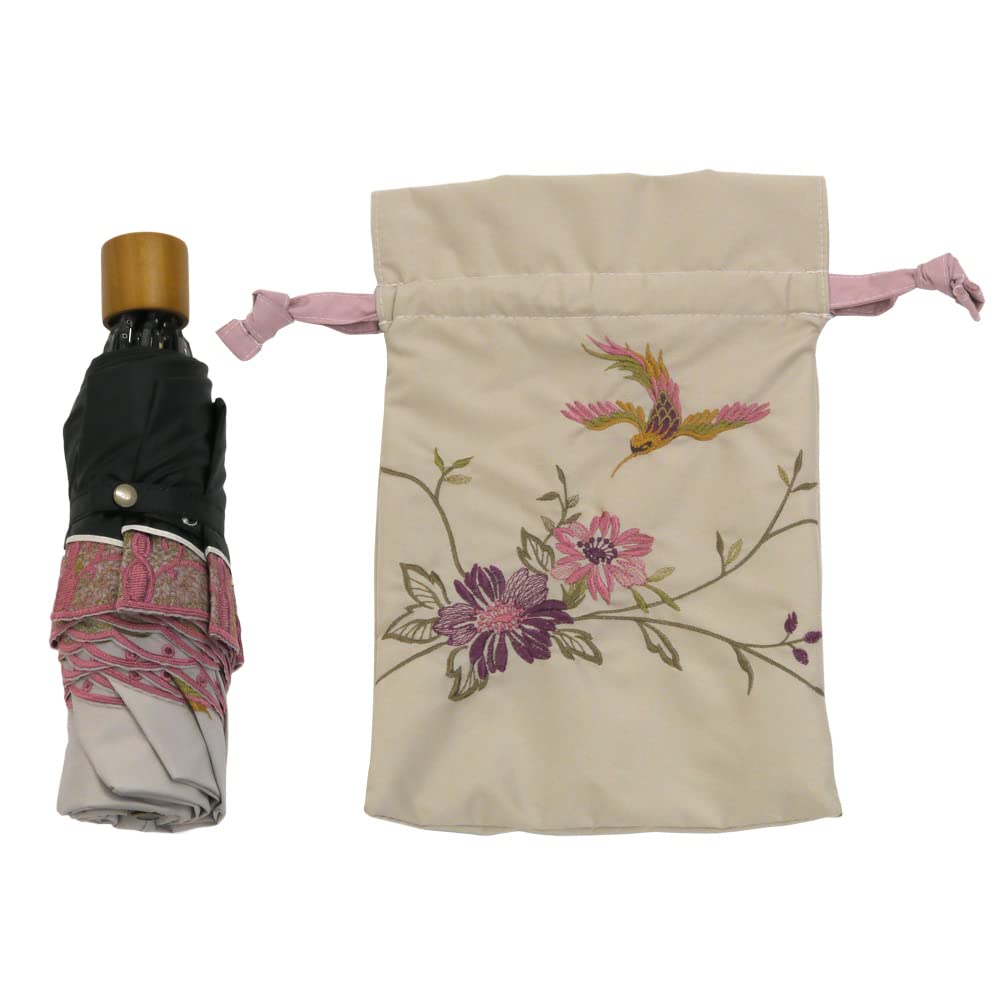 Parasol Hana Kikou Folding First Class Light Blocking Heat Blocking UV Protection Folding Parasol Sunny and Rainy Day Umbrella Lightweight Flower and