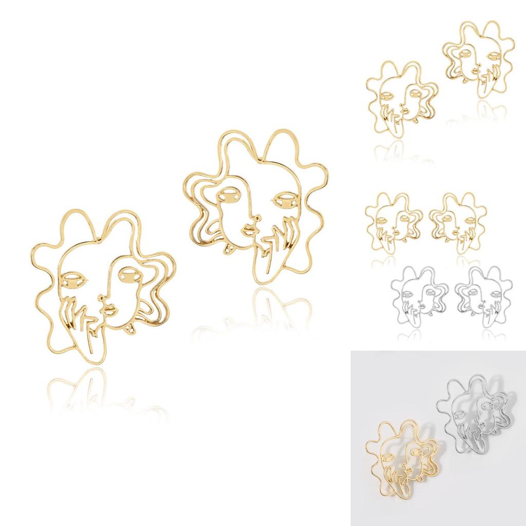 Stylish Alloy Face Earrings Minimalist Geometric Look For Urban Fashionistas