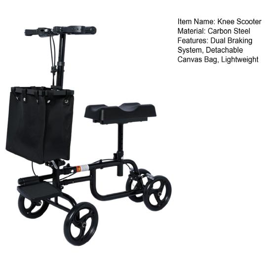 Knee Scooter, Knee Walker for Surgery, Broken Foot, Ankle Injury, Lightweight Crutch Alternative Medical Scooter with Dual Braking System for
