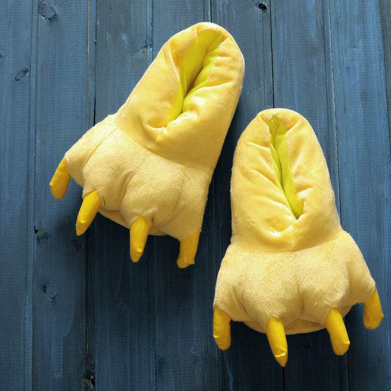 Dinosaur Claw Plush Slippers - Cozy Indoor Cotton for Couples