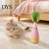 Durable Cat Exercise Toy Wooden Wobble Toy, Self-Righting Tumbler with Feather for Indoor Cats, Interactive Plush Self Entertainment Punching