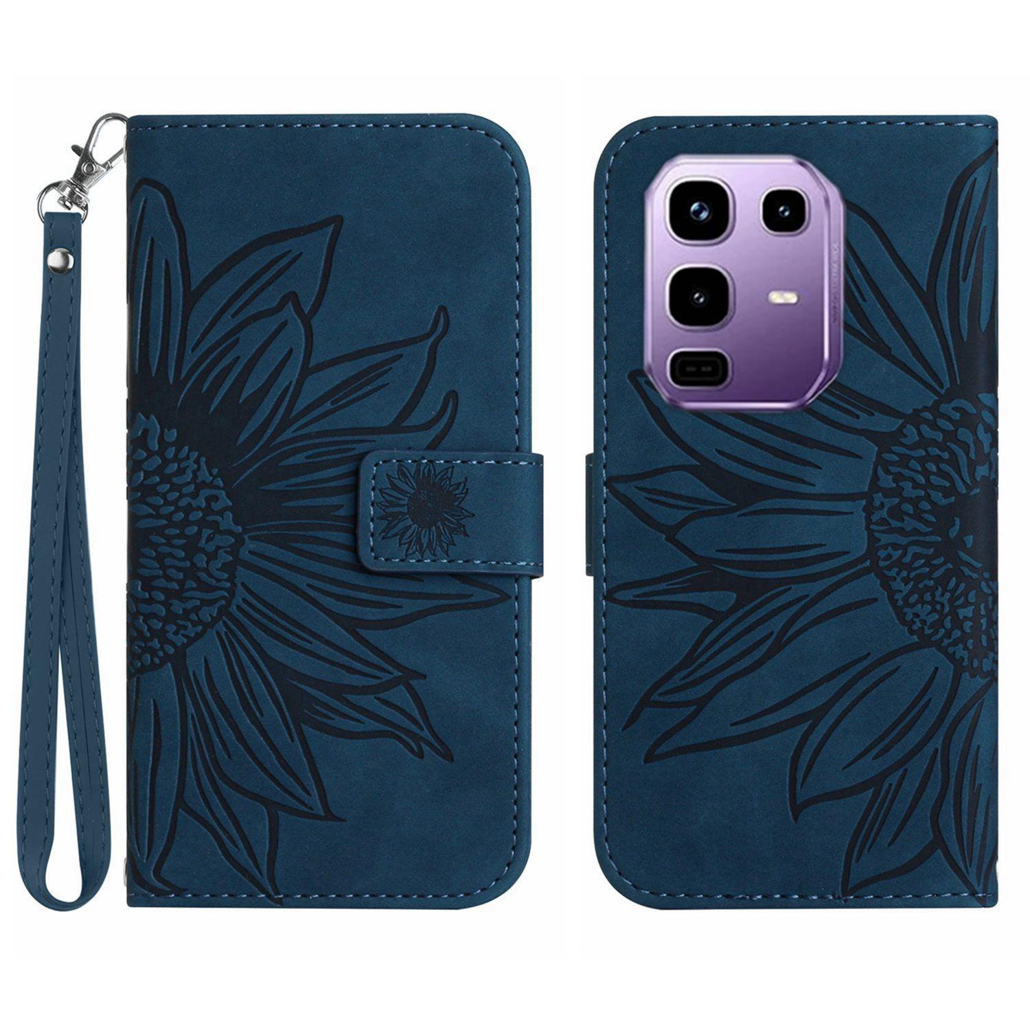 

For Infinix Note 50 Pro+ 5G Case Sunflower Imprint Leather Wallet Phone Cover with Wrist Strap I