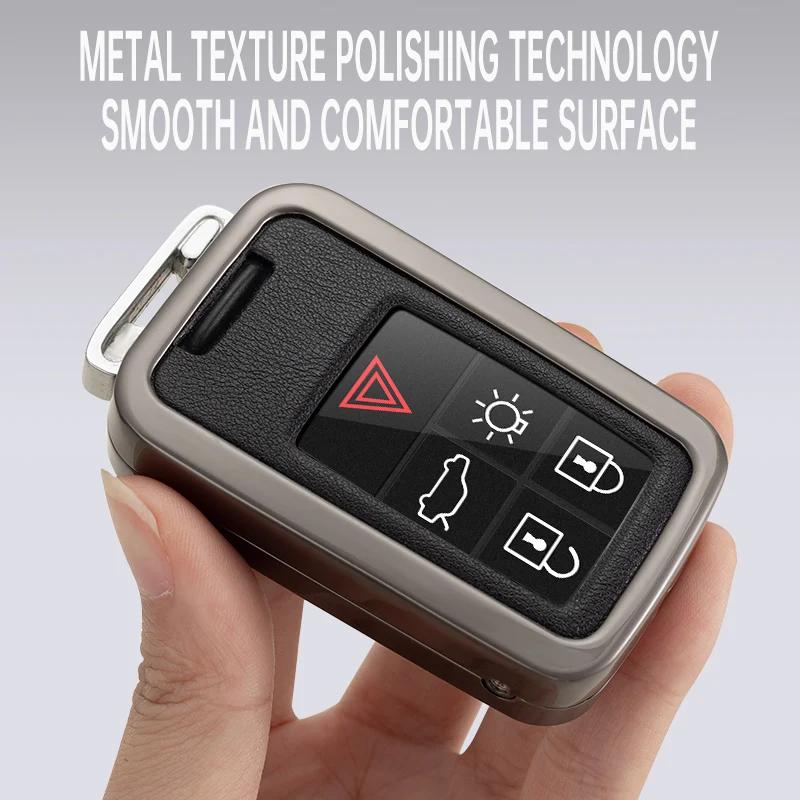 Car Key Case Cover For Volvo XC60 V60 S60 XC70 V40 Leather Keychain Holder Fob Protector Keyring Protective Accessories Shell