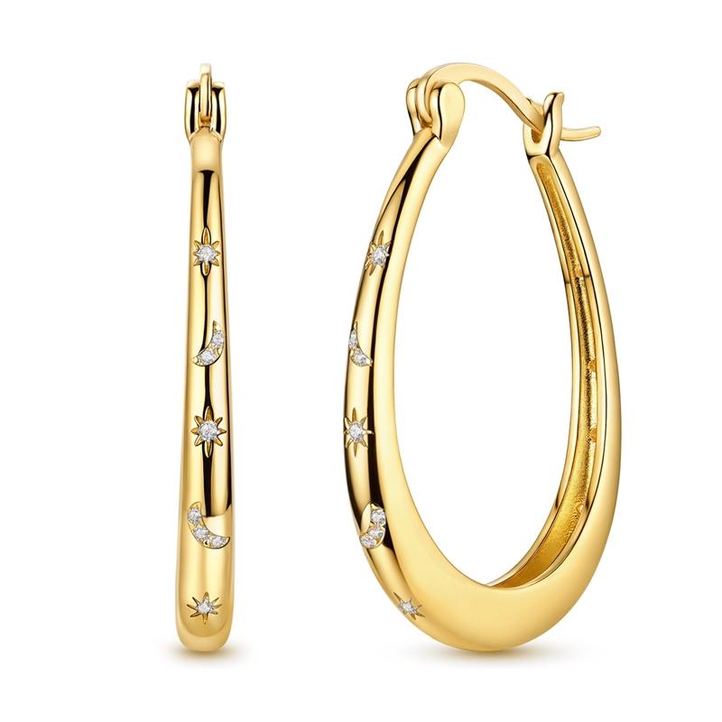 Boucle d'oreille en Argent 925 Série Dorée Boucle d'oreille Anneau Pour Femme Serpent Cœur Étoile Original Boucles d'oreilles Bijoux Mode