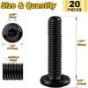 20 buc șuruburi cu cap plat cu cap hexagonal, șuruburi pentru mobilier din oțel inoxidabil 304 cu filet complet, oxid negru și cheie hexagonală
