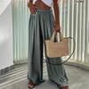 Women Autumn Winter Wardrobe Staple Versatile Draped Casual Street Elastic High-Waisted Solid Color Pocket Straight-leg Pants