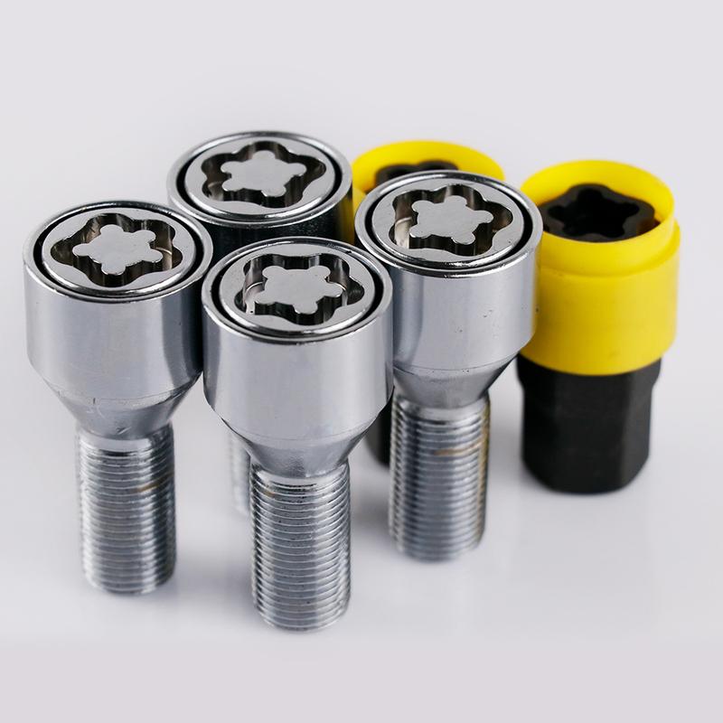 4+2 M14X1.25 Tyverisikring Stålfelglås Låsebolter 28mm Skaft Passer BMW X3 X5 X6 5 7 Serie Mini R50 R52 R53
