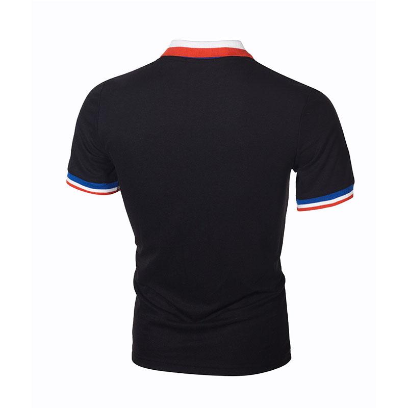 Summer Men's Simple Rib Color Block Casual Men's Lapel Short-sleeved Polo Shirt