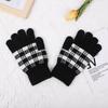 Winter Fashion Retro Plaid Gloves Outdoor Cycling Warm Five-Finger Knitted Gloves