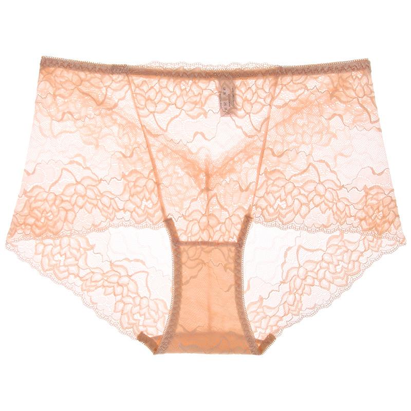 Women's High Waist Lace Boxer Briefs Sheer Mesh Sexy Underwear Breathable Multicolor Panties