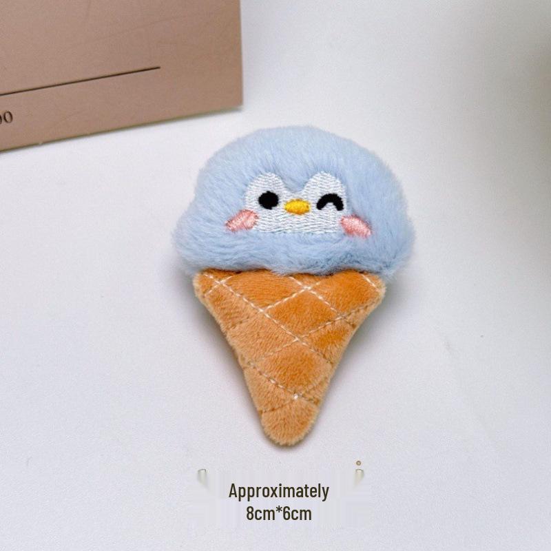 Cute Plush Doll Ice Cream Cone Figure: Small Animal Decoration & Bag Accessory