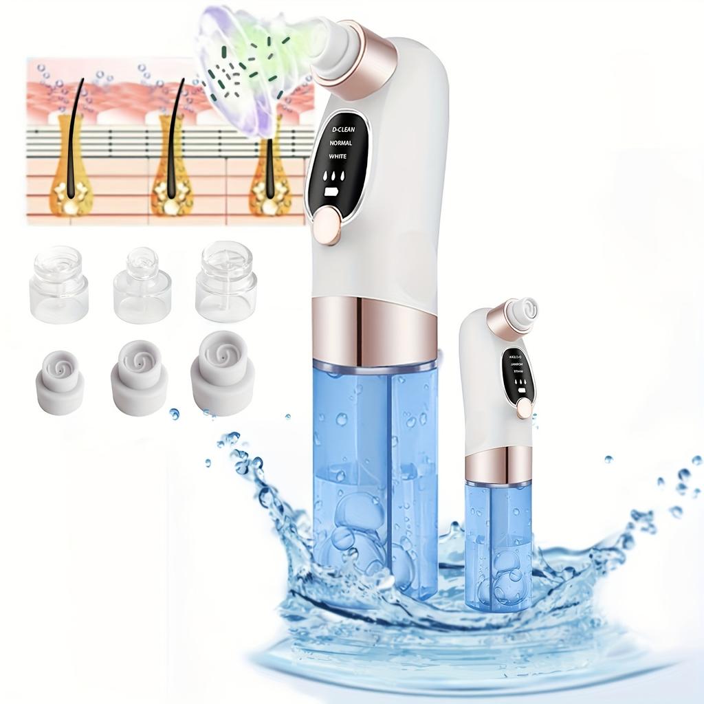 Blackhead Removal Pore Vacuum, Water Cycle Pore Vacuum with 6 Tips, 3-Speed Adjustable Grooming Device