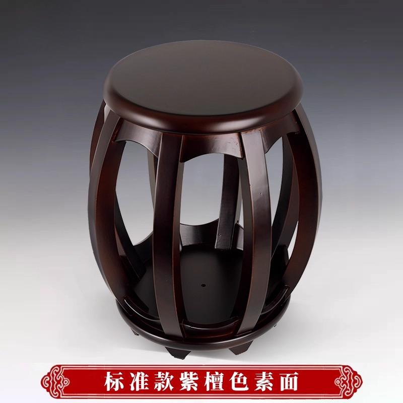 Vintage Chinese Guzheng Stool Solid Wood Mid-Century Piano Bench Sturdy round Single-Person Musical Instrument Bench