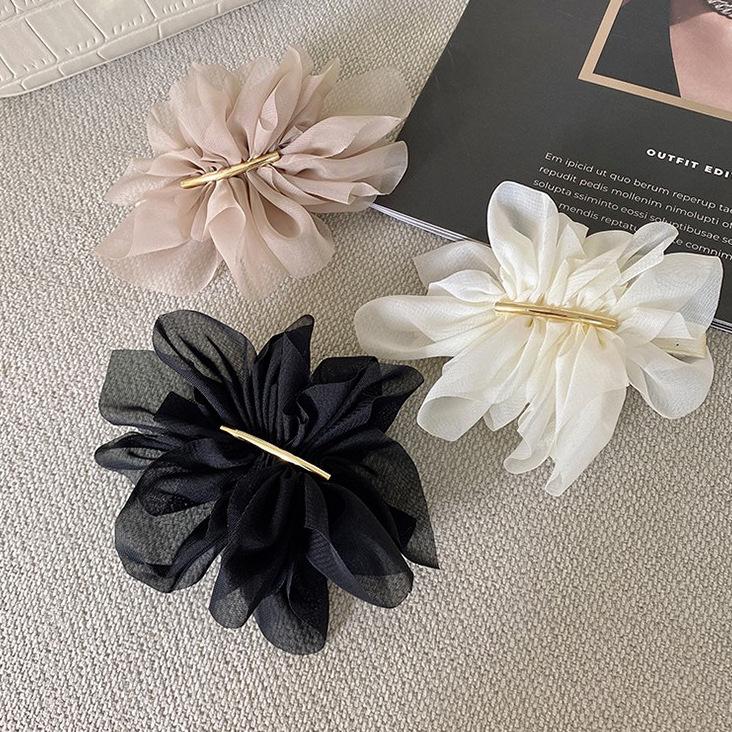 Elegant French Flower Hair Clip for Ponytails and Buns - Women's Gentle Hair Accessory
