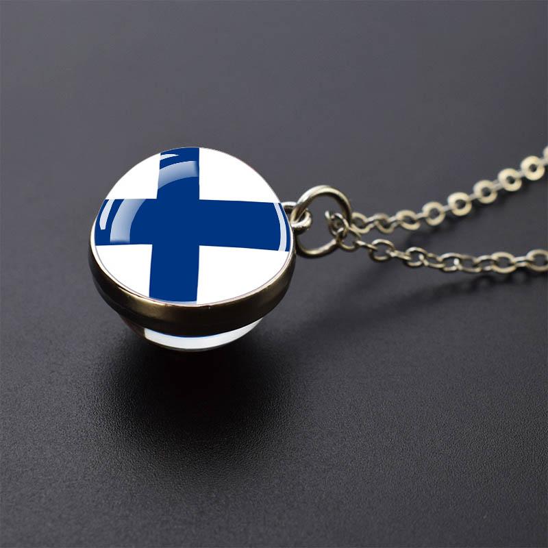 Countries Flag Glass Ball Necklace Russia France Spain UK Italy Poland Ukraine Flag Pendant Necklace Travel Gift