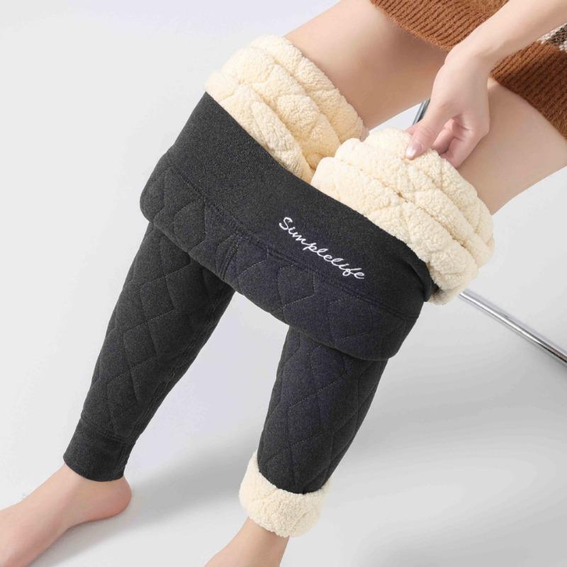 1 Silk Cotton Pants Women's Outer Wear Winter Lamb Wool Piled Thickened Leggings High Waist Super Thick Thermal Pants