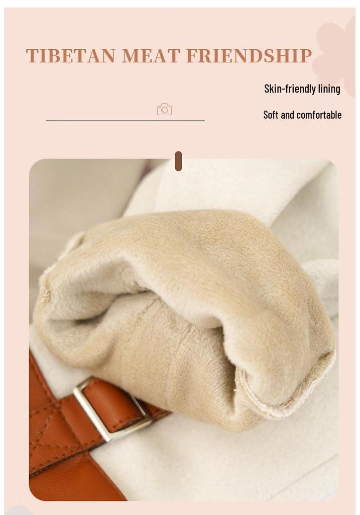 Women's Plush Suede Gloves: Warm, Touchscreen-Compatible for Winter Cycling, Driving & Skiing