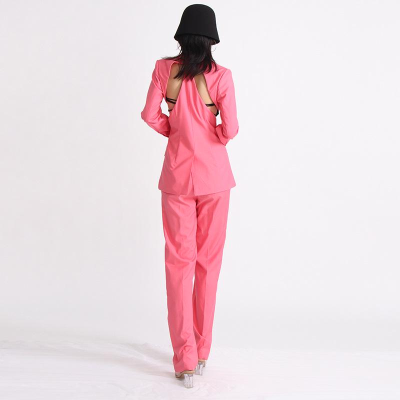 2025 Spring Women's Elegant Hollow Waist Suit: Jacket & High-Waisted Trousers