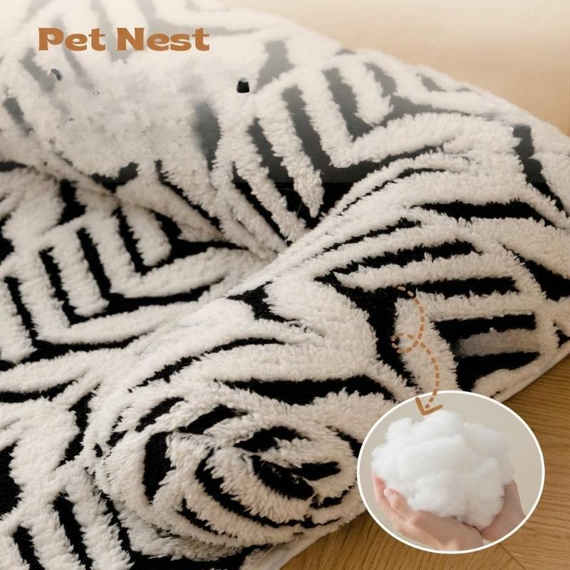 80x60cm Pet Sofa Bed Super Soft Plush Mat with Neck Pillow Machine Washable Pad for Small Dog Cats Indoor Outdoor Travel Use