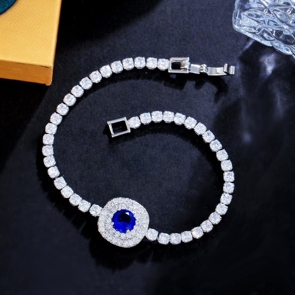 Light Luxury Full Diamond Zircon Bracelet Design Sugar Cube Emerald Gemstone Jewelry