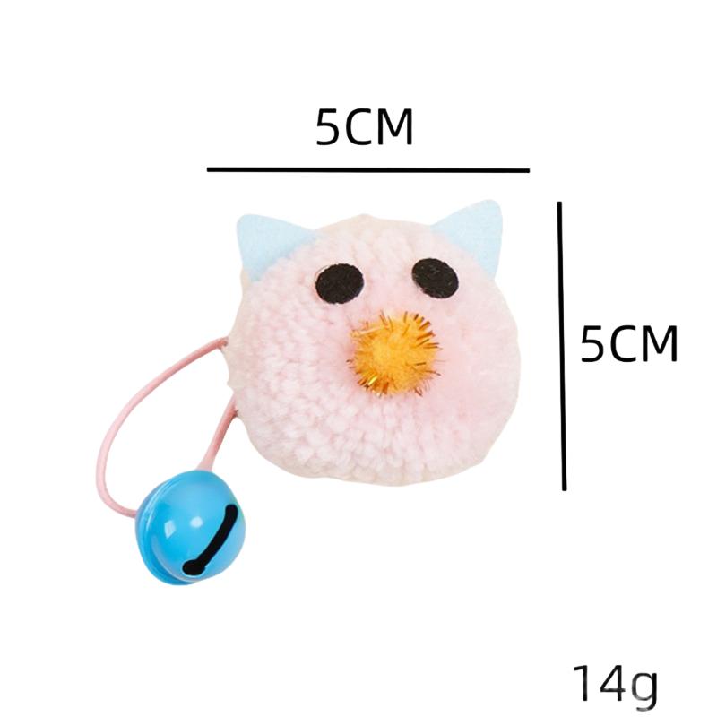 Pink Plush Cat Toy with Bell, Cute Kitten Teaser with Sound, Interactive Pet Play Toy for Cats Gift розовый