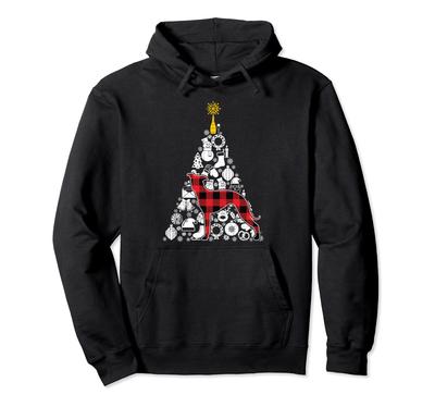 Red Check Italian Greyhound Christmas Tree Ornament Decorative Hoodie