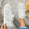 2026 Spring New Solid Color Mesh Sports and Leisure Women's Shoes Round Headed Straw Shoes Fisherman Lace Canvas
