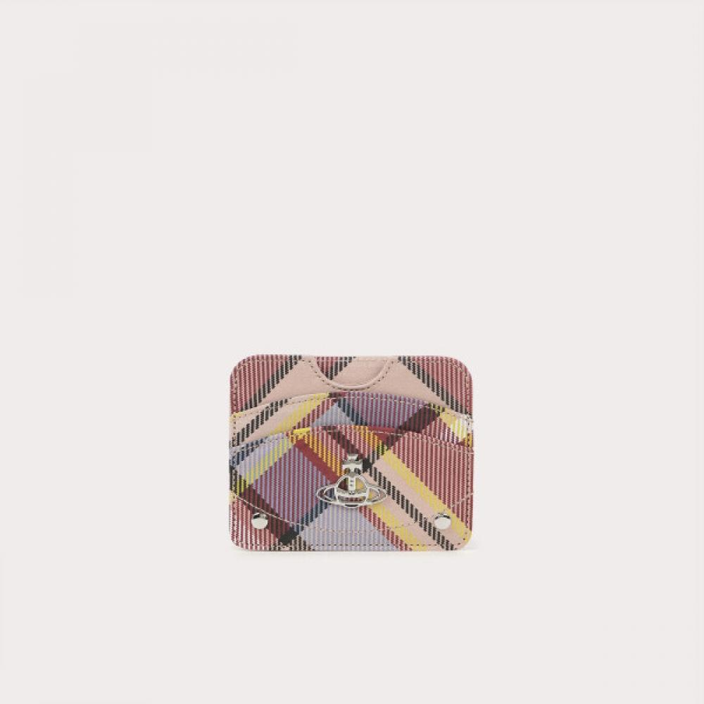 Tartan Check Leather Half Moon Card Holder Imported Directly From Vivienne Westwood